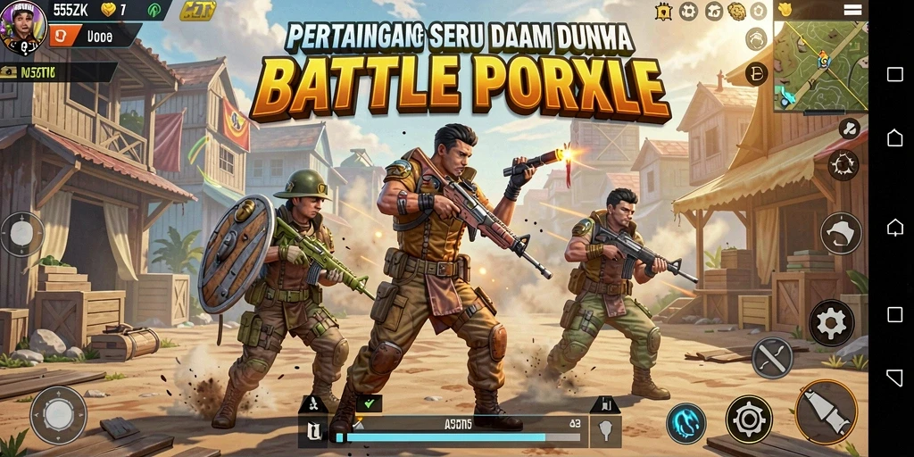 Gameplay Battle Royale yang mendebarkan di 555ZK.