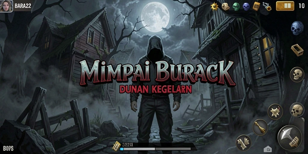Screenshot utama dari BARA22 menampilkan suasana menakutkan dalam permainan.