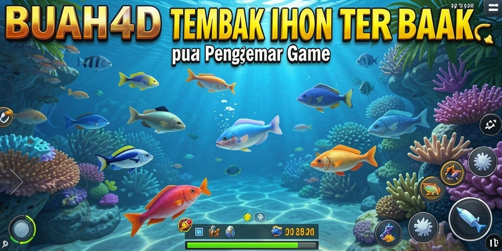 Tampilan gameplay BUAH4D yang penuh warna dalam suasana Tembak Ikan.