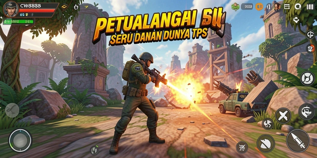 Screenshot gameplay CW8888 yang menampilkan aksi mendebarkan dalam TPS.