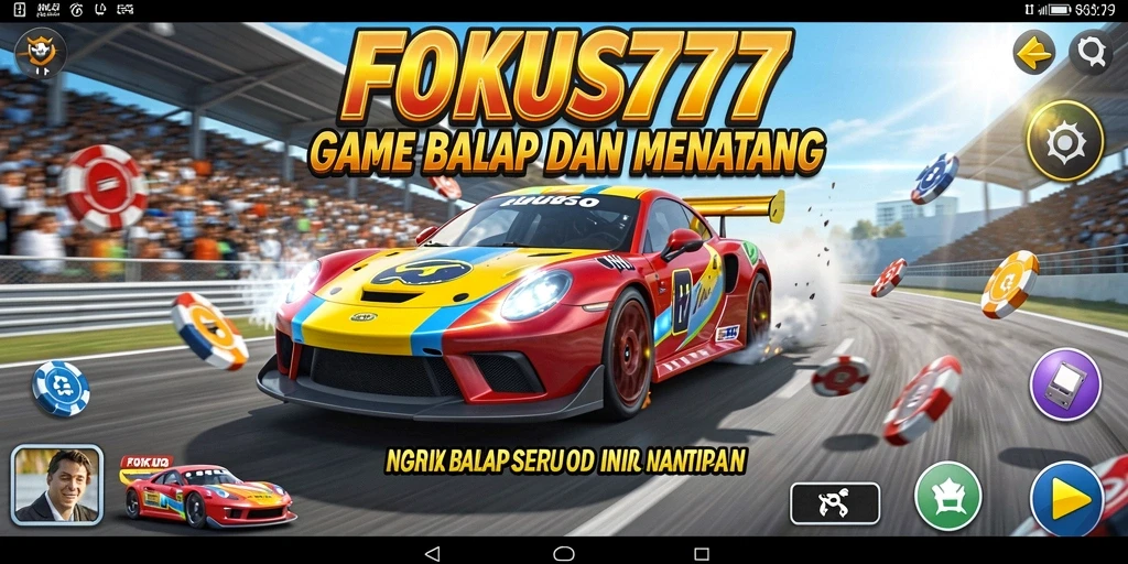Tampilan screenshot FOKUS777 menampilkan aksi balap yang memukau.