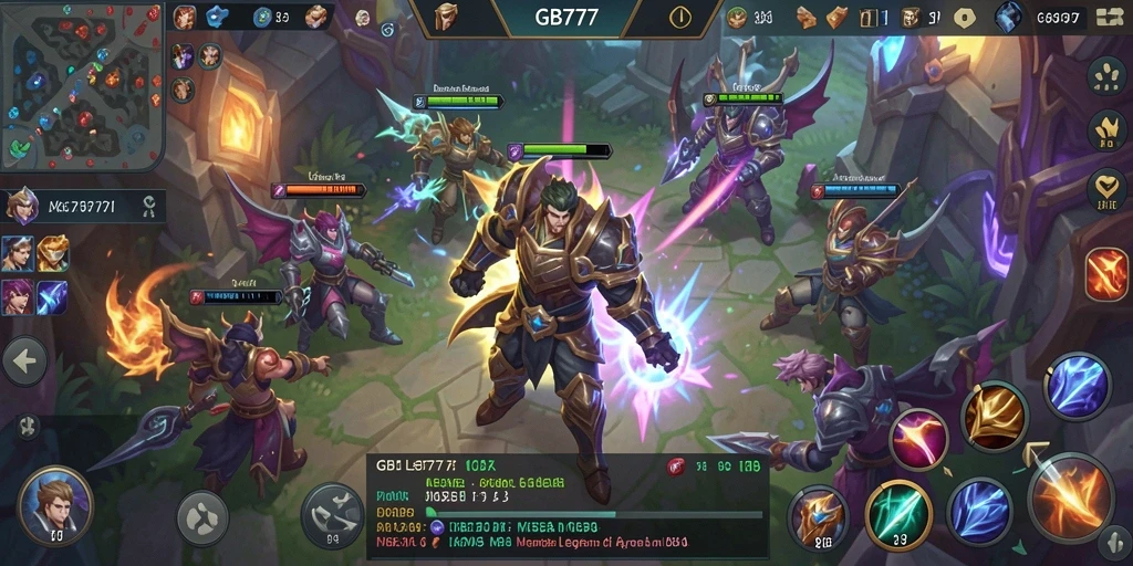 Screenshot gameplay <strong>GB777</strong> menunjukkan aksi seru dalam pertempuran MOBA.