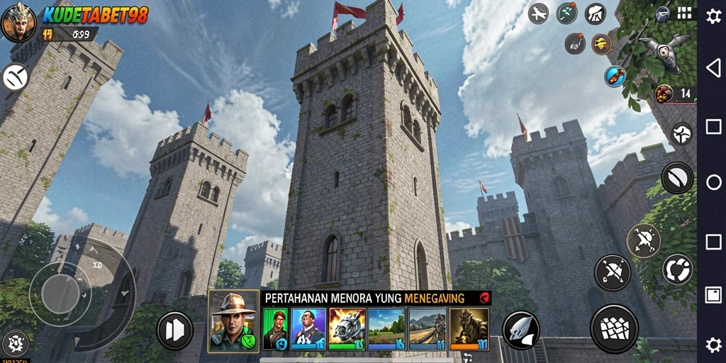 Gameplay menegangkan di KUDETABET98 dengan menara pertahanan yang strategis.