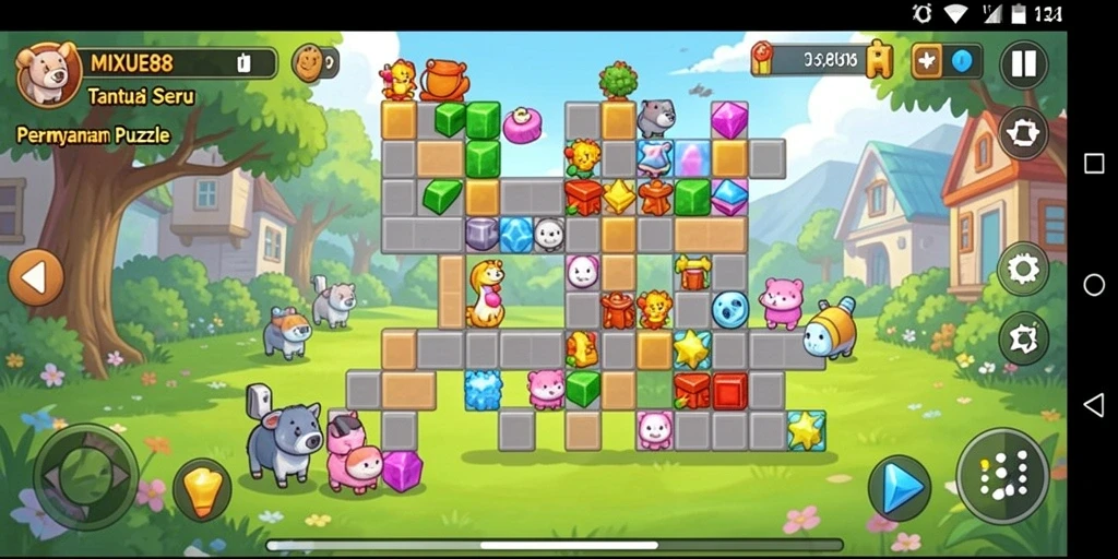 Screenshot gameplay MIXUE88 menunjukkan teka-teki yang menantang dan seru.