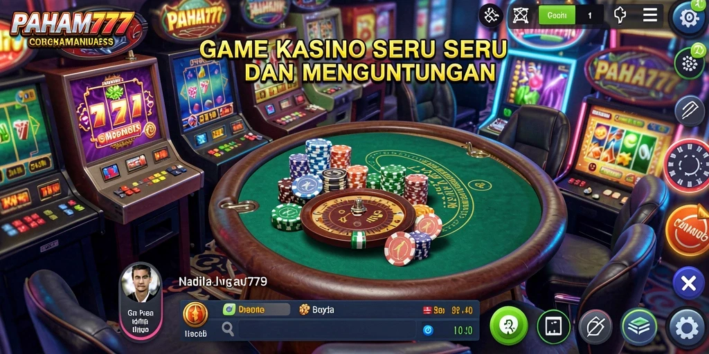 Screenshot gameplay PAHAM777 menampilkan suasana kasino yang mendebarkan.