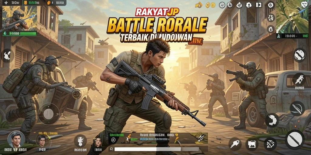 Tampilan aksi seru dalam game Battle Royale RAKYATJP.