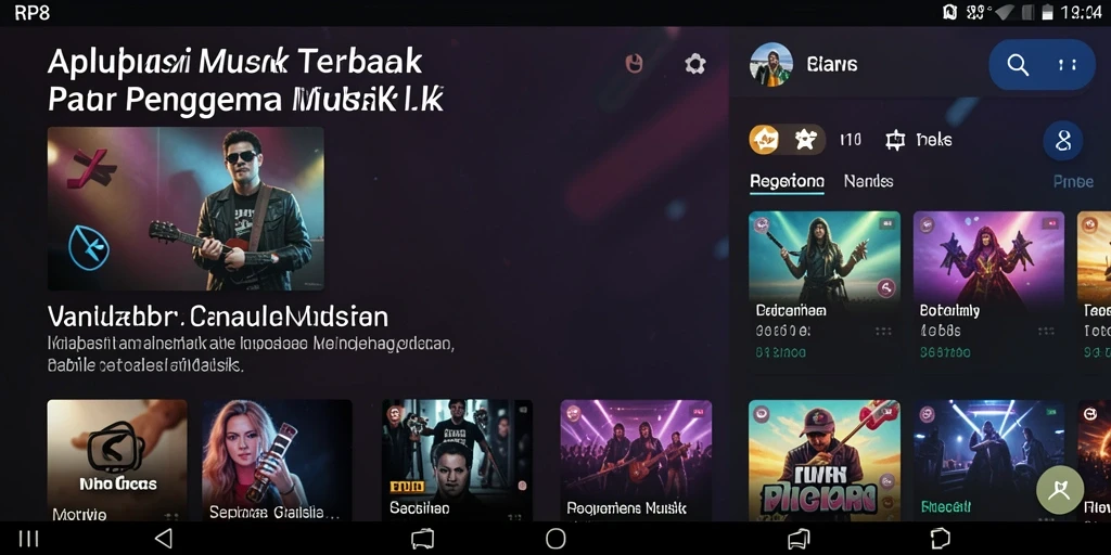 Tampilan antarmuka RP8 dengan gameplay yang menarik dan musik.