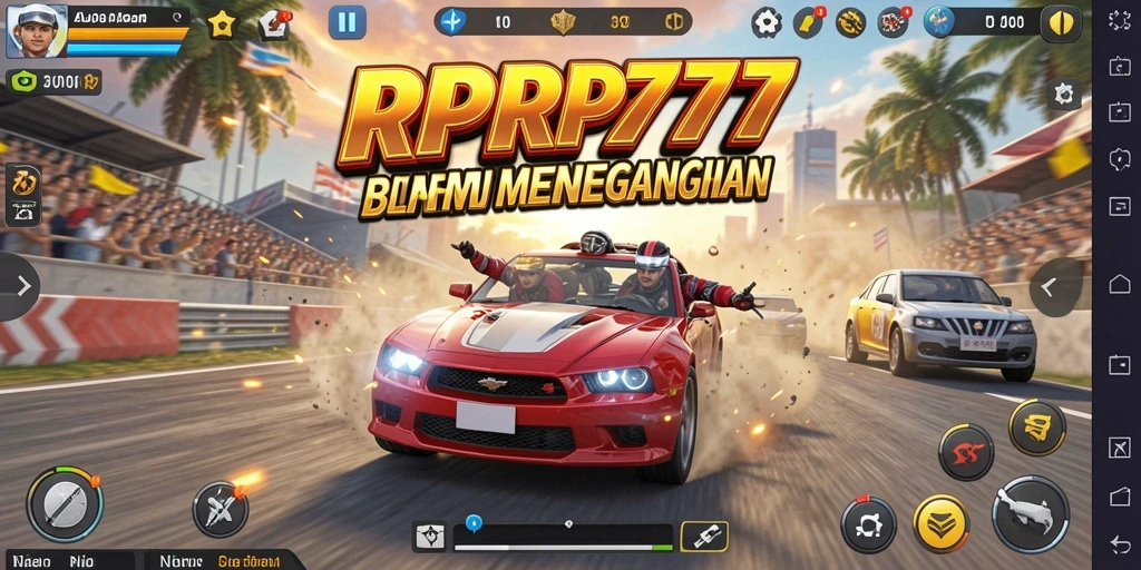 Gameplay RPRP777 yang menegangkan dengan mobil balap kencang.