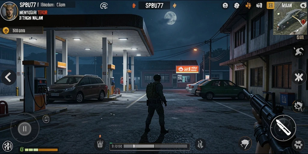 Screenshot gameplay SPBU77 dengan suasana Horror yang menegangkan.