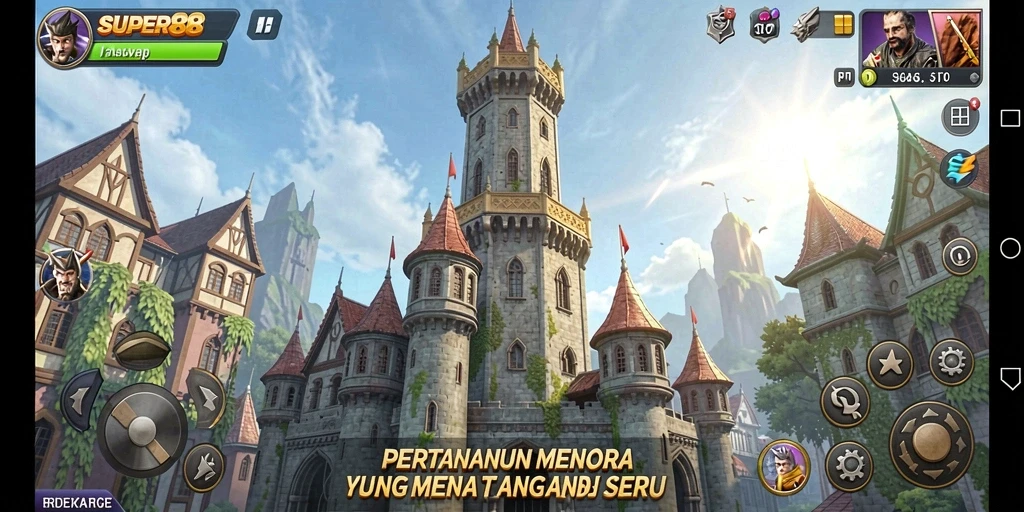 Tangkapan layar SUPER88 menampilkan aksi seru dalam permainan Tower Defense.